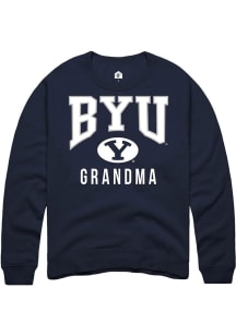 Rally BYU Cougars Mens Navy Blue Grandma Long Sleeve Crew Sweatshirt
