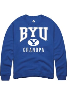 Rally BYU Cougars Mens Blue Grandpa Long Sleeve Crew Sweatshirt