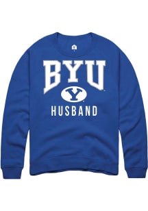 Rally BYU Cougars Mens Blue Husband Long Sleeve Crew Sweatshirt