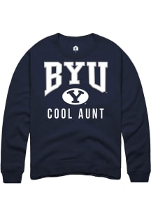 Rally BYU Cougars Mens Navy Blue Cool Aunt Long Sleeve Crew Sweatshirt