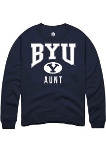 Rally BYU Cougars Mens Navy Blue Aunt Long Sleeve Crew Sweatshirt