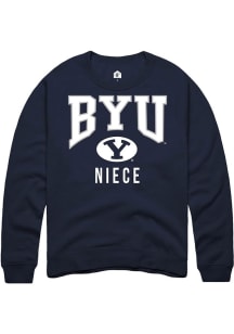 Rally BYU Cougars Mens Navy Blue Niece Long Sleeve Crew Sweatshirt
