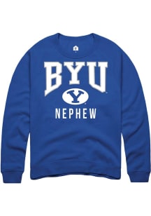 Rally BYU Cougars Mens Blue Nephew Long Sleeve Crew Sweatshirt