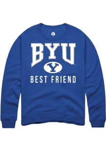 Rally BYU Cougars Mens Blue Best Friend Long Sleeve Crew Sweatshirt