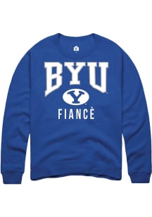 Rally BYU Cougars Mens Blue Fiancé Long Sleeve Crew Sweatshirt