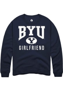Rally BYU Cougars Mens Navy Blue Girlfriend Long Sleeve Crew Sweatshirt