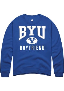 Rally BYU Cougars Mens Blue Boyfriend Long Sleeve Crew Sweatshirt