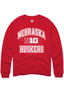 Rally Nebraska Cornhuskers Mens Red No 1 Long Sleeve Crew Sweatshirt