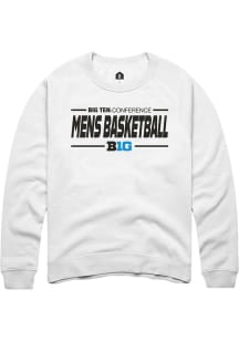 Rally Big Ten Mens White Mens Basketball Long Sleeve Crew Sweatshirt
