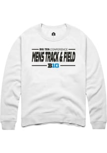 Rally Big Ten Mens White Mens Track & Field Long Sleeve Crew Sweatshirt