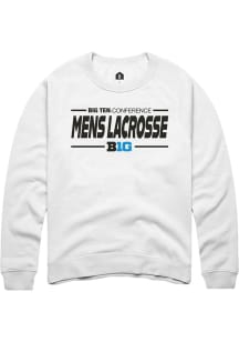 Rally Big Ten Mens White Mens Lacrosse Long Sleeve Crew Sweatshirt