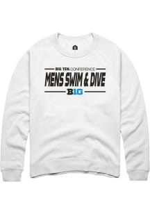 Rally Big Ten Mens White Mens Swimming & Diving Long Sleeve Crew Sweatshirt