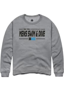 Rally Big Ten Mens Grey Mens Swimming & Diving Long Sleeve Crew Sweatshirt
