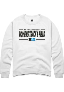 Rally Big Ten Mens White Womens Track & Field Long Sleeve Crew Sweatshirt