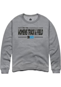 Rally Big Ten Mens Grey Womens Track & Field Long Sleeve Crew Sweatshirt