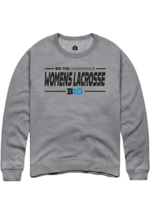 Rally Big Ten Mens Grey Womens Lacrosse Long Sleeve Crew Sweatshirt