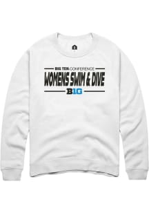Rally Big Ten Mens White Womens Swimming & Diving Long Sleeve Crew Sweatshirt