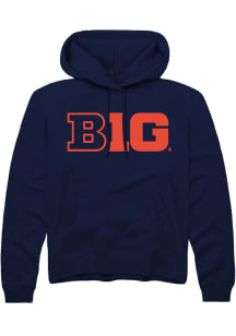 Rally Big Ten Mens Orange Primary Logo Long Sleeve Hoodie