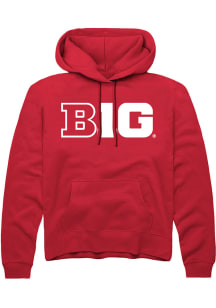 Rally Big Ten Mens Red Primary Logo Long Sleeve Hoodie