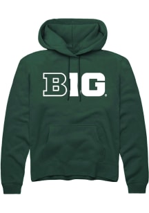 Rally Big Ten Mens Green Primary Logo Long Sleeve Hoodie