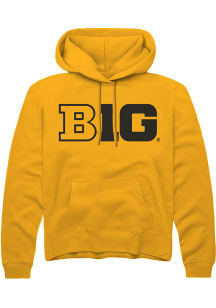 Rally Big Ten Mens Gold Primary Logo Long Sleeve Hoodie