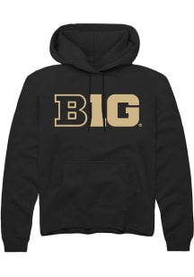Rally Big Ten Mens Black Primary Logo Long Sleeve Hoodie