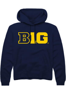 Rally Big Ten Mens Navy Blue Primary Logo Long Sleeve Hoodie