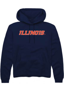 Rally Illinois Fighting Illini Mens Navy Blue Wordmark Long Sleeve Hoodie