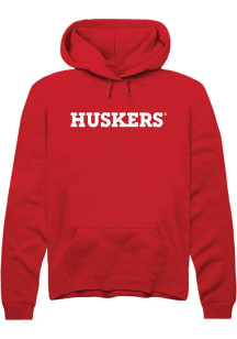 Rally Nebraska Cornhuskers Mens Red Mascot Wordmark Long Sleeve Hoodie