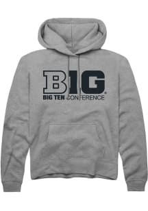 Rally Big Ten Mens Grey Conference Long Sleeve Hoodie
