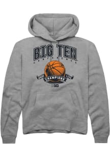 Rally Big Ten Mens Grey Basketball Ribbon Long Sleeve Hoodie