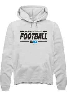 Rally Big Ten Mens White Football Long Sleeve Hoodie