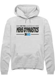 Rally Big Ten Mens White Mens Gymnastics Long Sleeve Hoodie