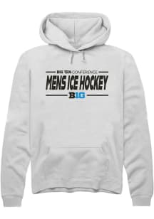 Rally Big Ten Mens White Mens Ice Hockey Long Sleeve Hoodie