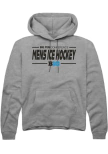 Rally Big Ten Mens Grey Mens Ice Hockey Long Sleeve Hoodie