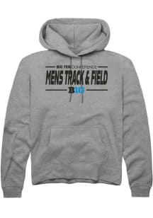 Rally Big Ten Mens Grey Mens Track & Field Long Sleeve Hoodie