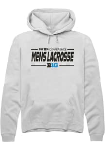 Rally Big Ten Mens White Mens Lacrosse Long Sleeve Hoodie