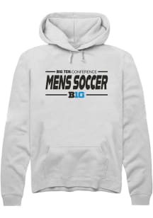 Rally Big Ten Mens White Mens Soccer Long Sleeve Hoodie