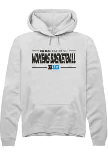 Rally Big Ten Mens White Womens Basketball Long Sleeve Hoodie