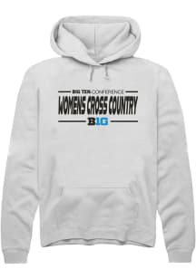 Rally Big Ten Mens White Womens Cross Country Long Sleeve Hoodie