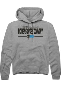 Rally Big Ten Mens Grey Womens Cross Country Long Sleeve Hoodie