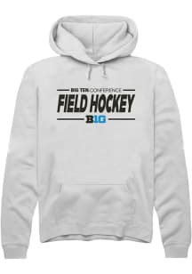 Rally Big Ten Mens White Field Hockey Long Sleeve Hoodie