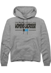 Rally Big Ten Mens Grey Womens Lacrosse Long Sleeve Hoodie