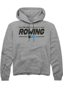 Rally Big Ten Mens Grey Rowing Long Sleeve Hoodie