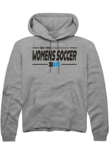 Rally Big Ten Mens Grey Womens Soccer Long Sleeve Hoodie