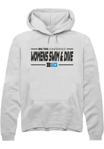 Rally Big Ten Mens White Womens Swimming & Diving Long Sleeve Hoodie