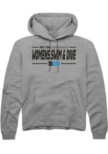 Rally Big Ten Mens Grey Womens Swimming & Diving Long Sleeve Hoodie