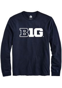 Rally Big Ten Navy Blue Primary Logo Long Sleeve T Shirt