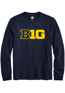 Rally Big Ten Navy Blue Primary Logo Design Long Sleeve T Shirt