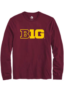 Rally Big Ten Maroon Primary Logo Long Sleeve T Shirt
